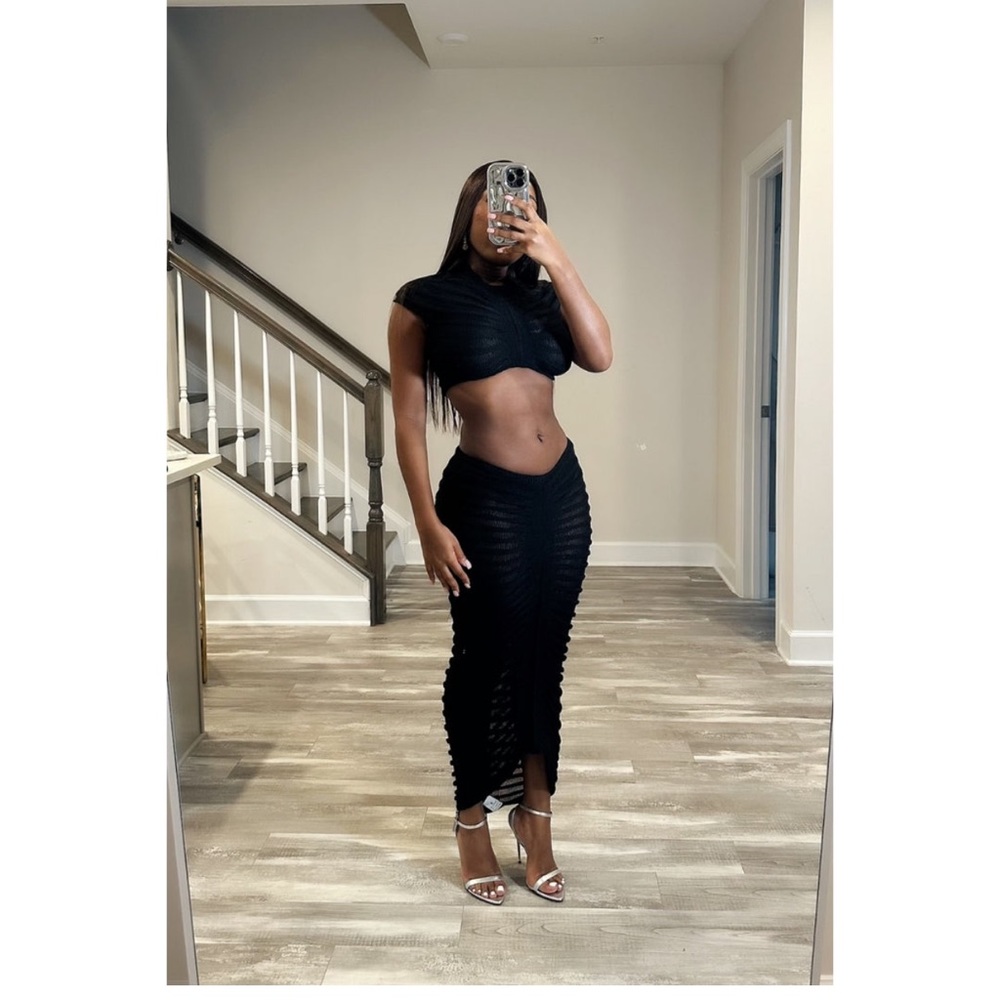 Black two piece maxi skirt set